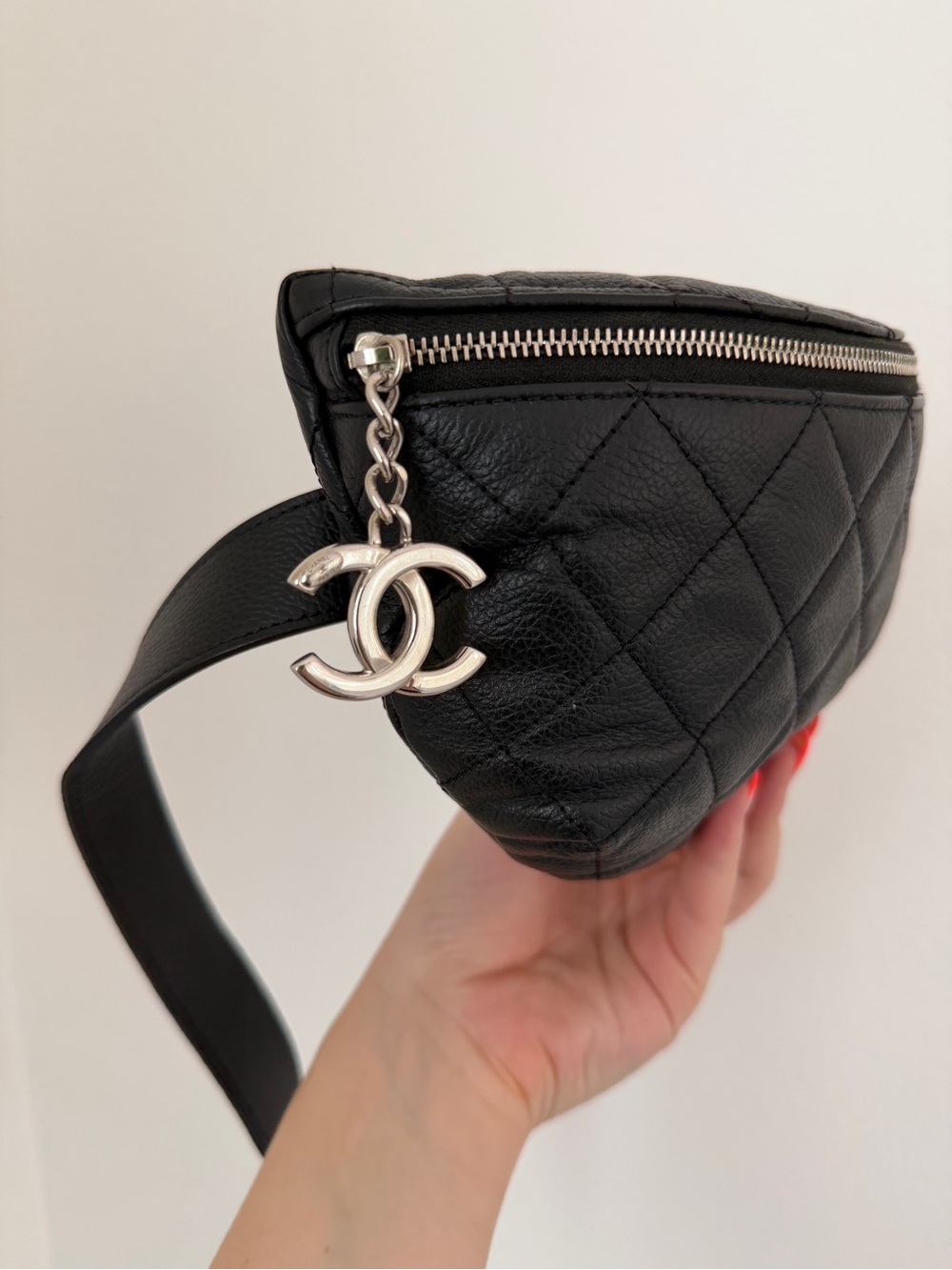 Chanel Grained Calfskin Quilted Black Uniform Waist Belt Bag Fanny Pack - Picture 5 of 17